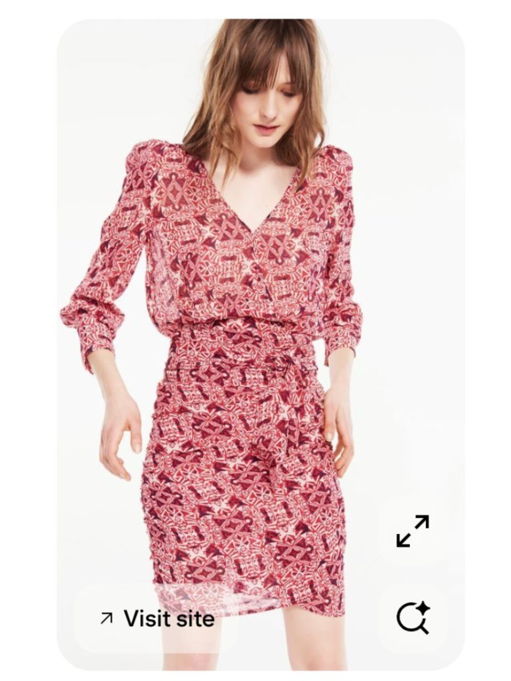 Ba&Sh Ronnie Red Floral Patterned Midi Dress, Size 0